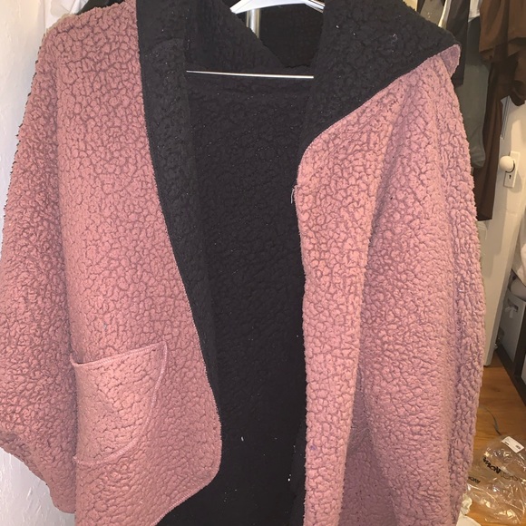 fluffy reversible fleece coat - Picture 1 of 4